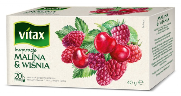 Herbata Vitax inspiracje, malina - wiśnia, 20 torebek 700315 - 1