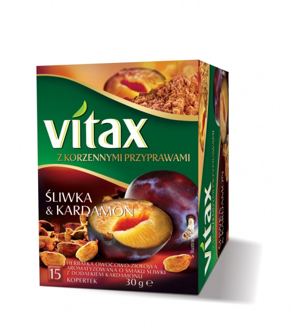 Herbata Vitax owocowo-ziołowa, śliwka i kardamon, 15 torebek. 700310 - 1