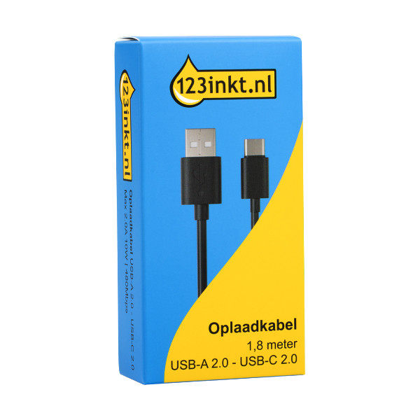 Kabel USB-C / USB-A, 1,8 m, czarny, 123drukuj 302316 - 2