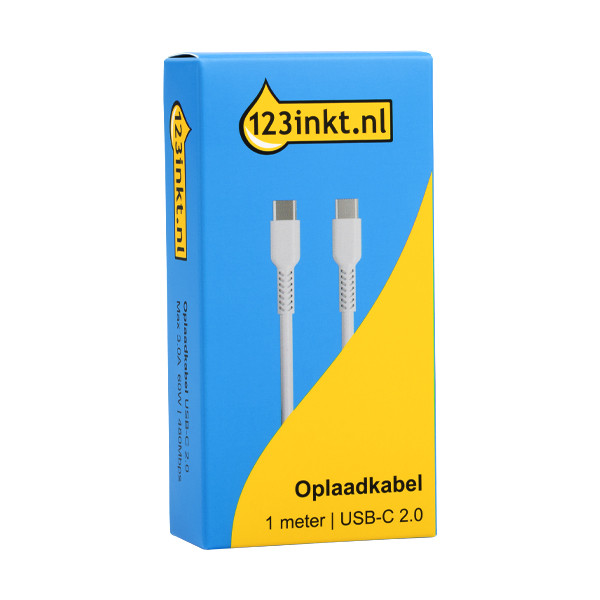 Kabel USB-C / USB-C, 1 m, biały, 123drukuj 302268 - 2