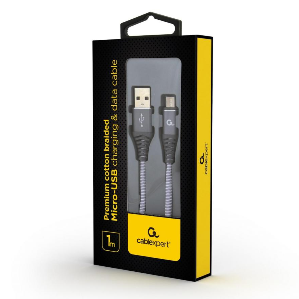 Kabel USB A 2.0 / Micro B Gembird Cablexpert, 1m, szary CC-USB2B-AMMBM-1M-WB2 246780 - 1