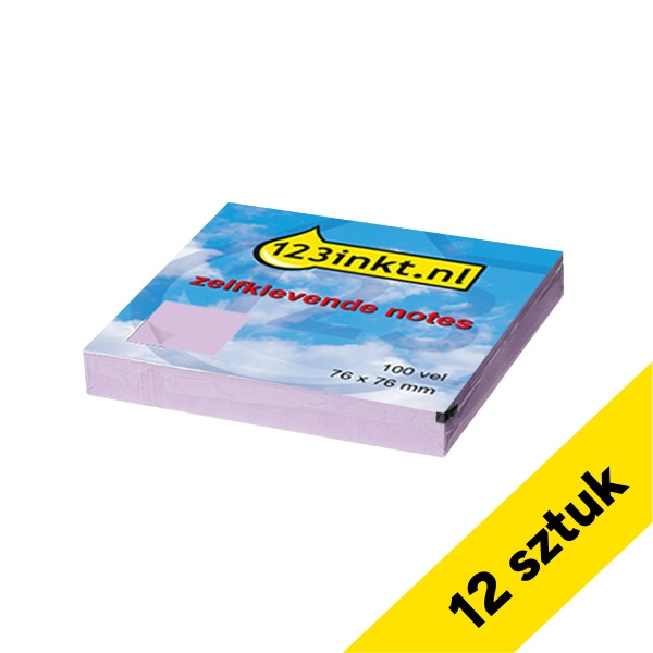 Karteczki samoprzylepne fioletowe 76 x 76 mm, 123drukuj (12x100szt.) 300491 - 1