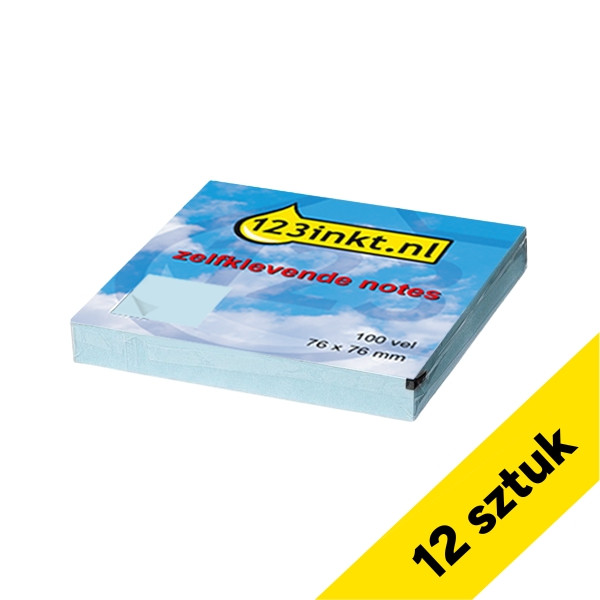Karteczki samoprzylepne niebieskie 76 x 76 mm, 123drukuj (12x100szt.) 300247 - 1