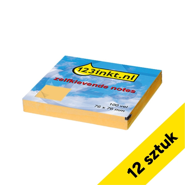 Karteczki samoprzylepne pomarańczowe 76 x 76 mm, 123drukuj (12x100szt.) 300486 - 1