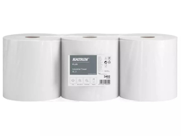 Czyściwo papierowe Premium białe 2-warstwowe | 3402 | Katrin | 3 rolki po 189 m 551733 - 1