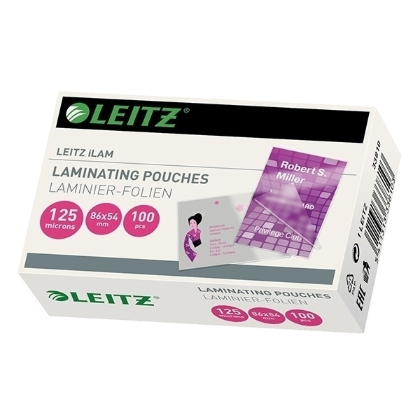 Leitz Folia do laminowania kart Leitz iLAM 54 x 86 mm błyszcząca 2x125 mikronów, (100 sztuk) 33810 211120 - 1