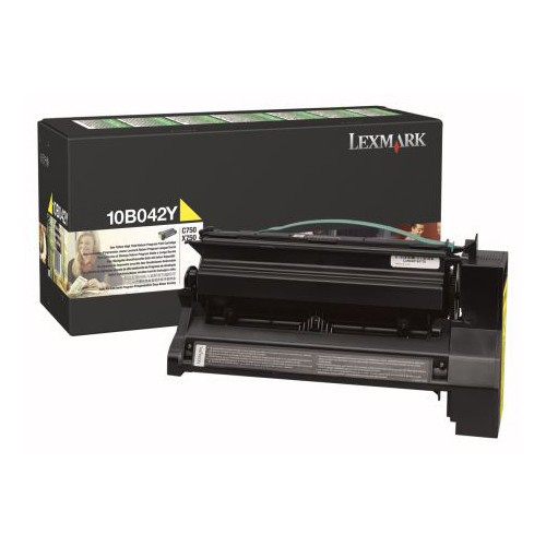 Lexmark 10B042Y toner żółty, zwiększona pojemność, oryginalny Lexmark 10B042Y 034300 - 1