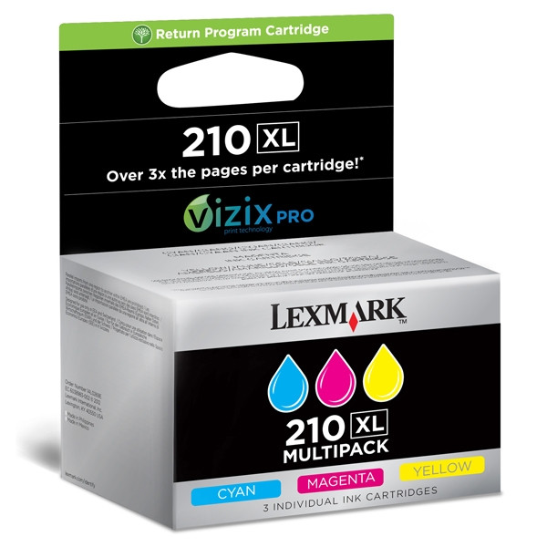 Lexmark 14L0269E (Nr 210XL) pakiet 3 tuszów C/M/Y, zwiększona pojemność, oryginalny 14L0269E 040618 - 1