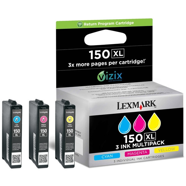 Lexmark 14N1807E (Nr 150XL) pakiet 3 tuszów C/M/Y, zwiększona pojemność, oryginalny 14N1807E 040482 - 1