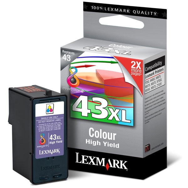 Lexmark 18YX143E (Nr 43XL) tusz kolorowy, oryginalny 18YX143E 040319 - 1