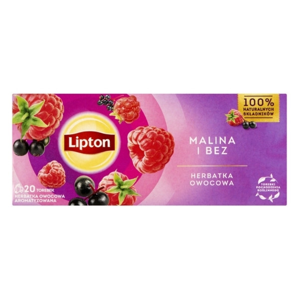 Herbata LIPTON owocowa, malina i bez, 20 torebek 700075 - 1