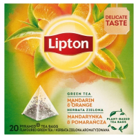 Herbata LIPTON, piramidki, zielona, mandarynka i pomarańcza, 20 torebek 700076