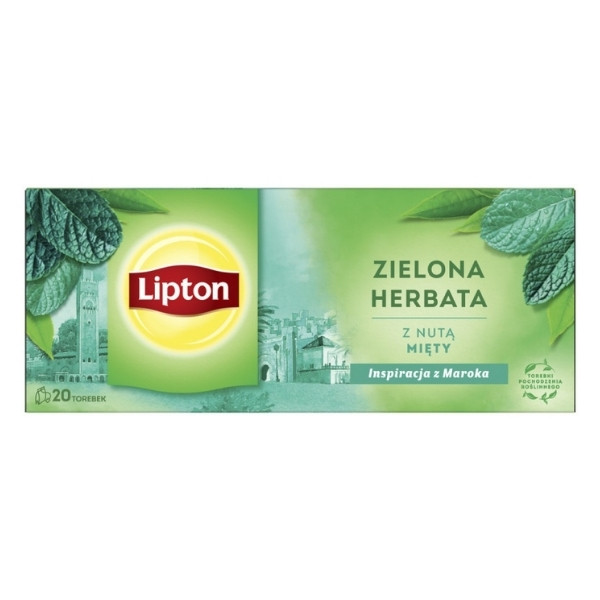Herbata LIPTON zielona, z nutą mięty, 20 torebek 700091 - 1