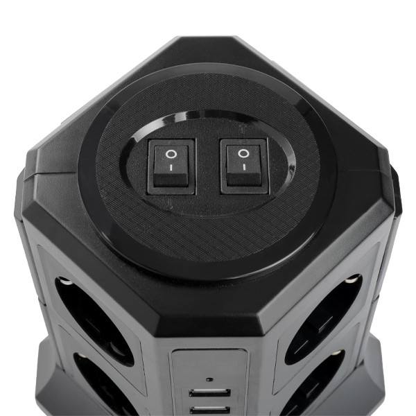 Listwa zasilająca 123drukuj wieża z 8 gniazdami i 4 USB czarna (2 metry) 390026 - 4