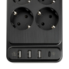 Listwa zasilająca 123drukuj z 6 gniazdami i 4 USB czarna (2 metry) 390030 - 3