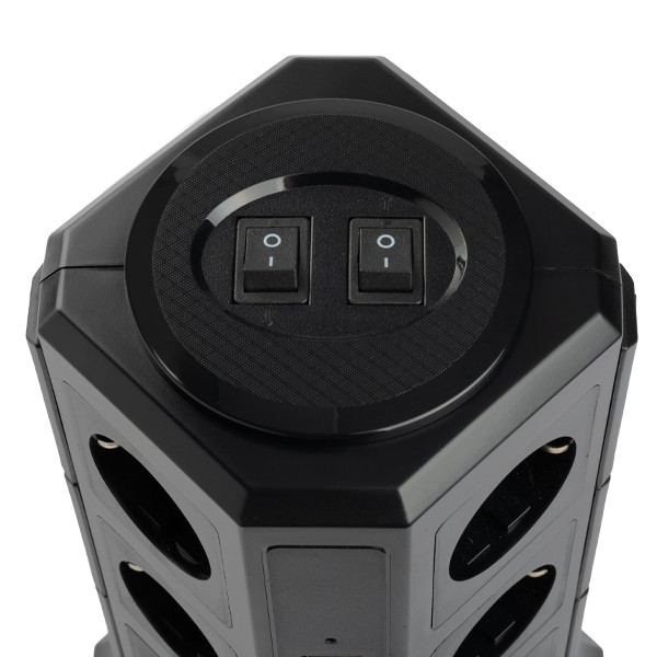 Listwa zasilająca wieża z 12 gniazdami i 5 USB czarna (2 metry), 123drukuj 390027 - 4