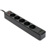 Listwa zasilająca z 5 gniazdami i 3 USB czarna (2 metry), 123drukuj 390029 - 1