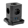 Listwa zasilająca z 5 gniazdami i 3 USB czarna (2 metry), 123drukuj 390028 - 1
