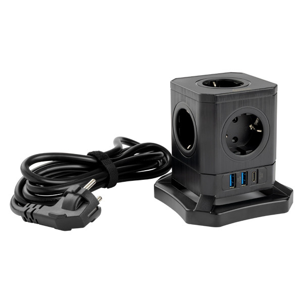 Listwa zasilająca z 5 gniazdami i 3 USB czarna (2 metry), 123drukuj 390028 - 3