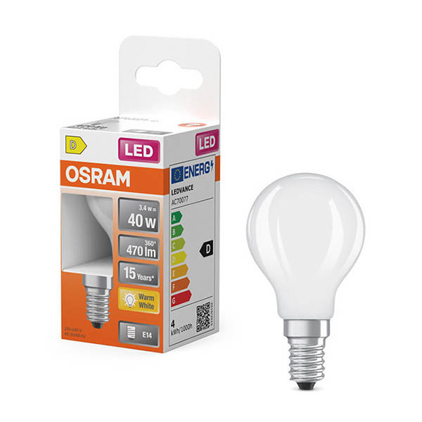 Żarówka E14 LED Osram | kula P45 | matowa | 2700K | 3,4 W (40 W) LOS01905 - 1