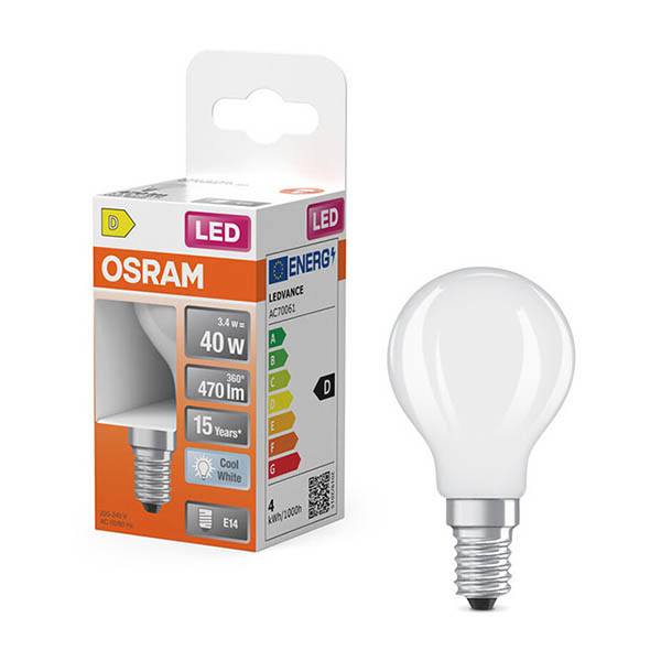 Żarówka E14 LED Osram | kula P45 | matowa | 4000K | 3,4 W (40 W) LOS02180 - 1