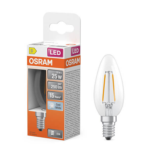 Żarówka E14 filamentowa LED Osram | świeca B35 | 4000K | 1,8 W (25 W) LOS02134 - 1