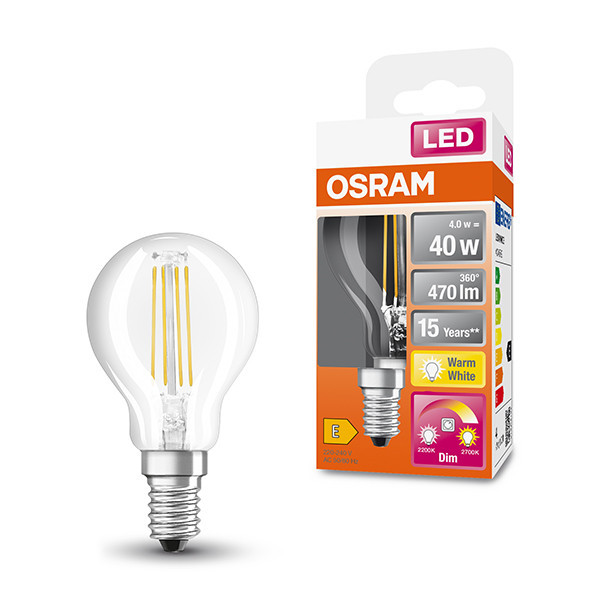 Żarówka E14 filamentowa LED Osram | kula P45 | ściemnialna | 2200-2700K | 4 W (40 W) LOS00366 - 1