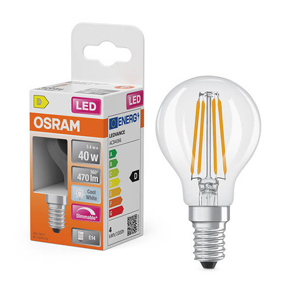 Żarówka E14 filamentowa LED Osram | kula P45 | ściemnialna | 4000K | 3,4 W (40 W) LOS02160 - 1