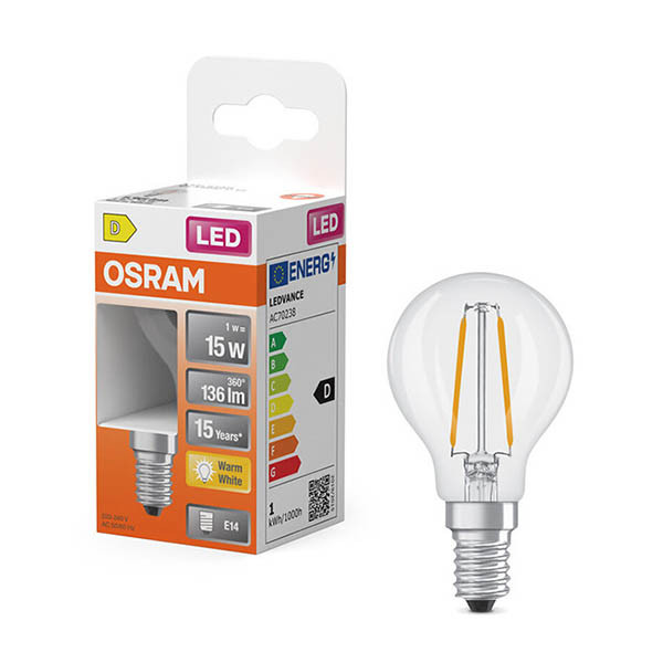 Żarówka E14 filamentowa LED Osram | kula P45 | 2700K | 1 W (15 W) LOS01887 - 1