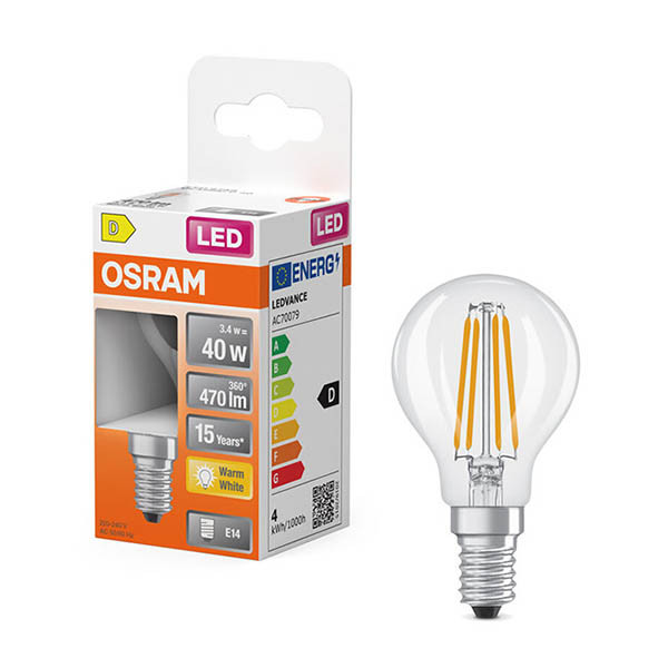 Żarówka E14 filamentowa LED Osram | kula P45 | 2700K | 3,4 W (40 W) LOS01895 - 1