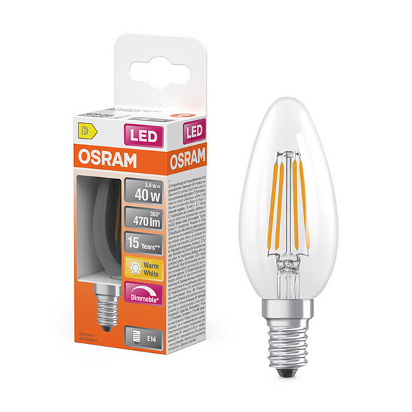 Żarówka E14 filamentowa Osram | świeca B35 | ściemnialna | 2700K | 3,4 W (40 W) LOS01847 - 1