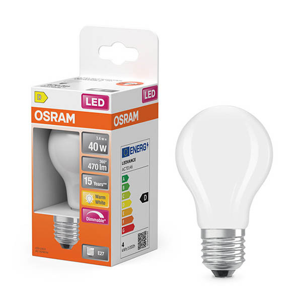 Żarówka E27 LED Osram | gruszka A60 | matowa | ściemnialna | 2700K | 3,4 W (40 W) LOS01811 - 1