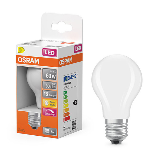 Żarówka E27 LED Osram | gruszka A60 | matowa | ściemnialna | 2700K | 5,9 W (60 W) LOS01815 - 1