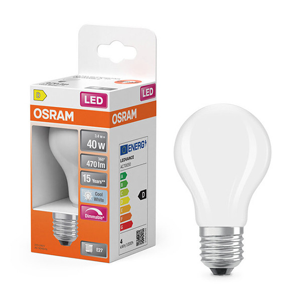 Żarówka E27 LED Osram | gruszka A60 | matowa | ściemnialna | 4000K | 3,4 W (40 W) LOS01813 - 1