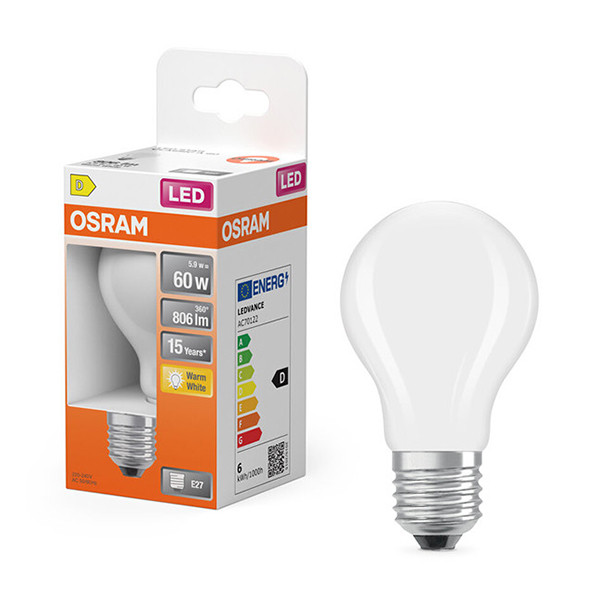 Żarówka E27 LED Osram | gruszka A60 | matowa | 2700K | 5,9 W (60 W) LOS01839 - 1
