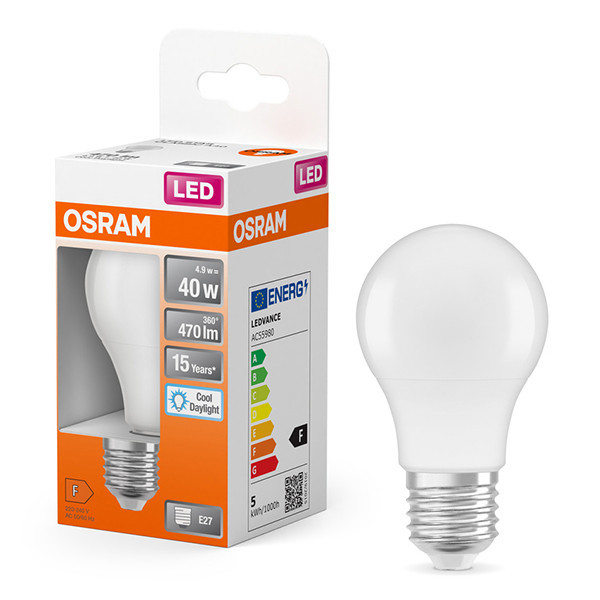 Żarówka E27 LED Osram | gruszka A60 | matowa | 6500K | 4,9 W (40 W) LOS01147 - 1