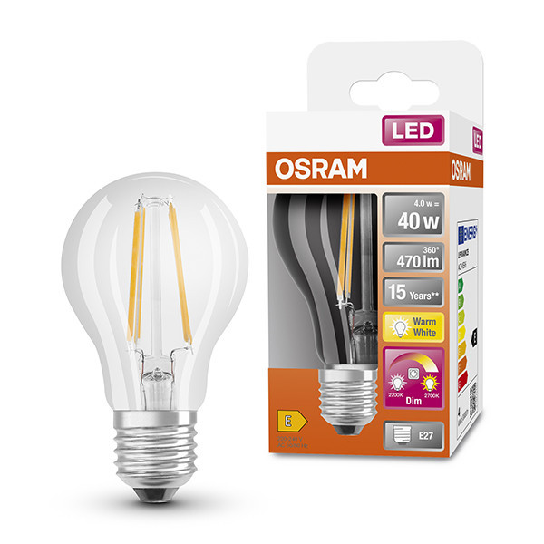 Żarówka E27 filamentowa LED Osram | gruszka A60 | ściemnialna | 2200-2700K | 4 W (40 W) LOS00360 - 1