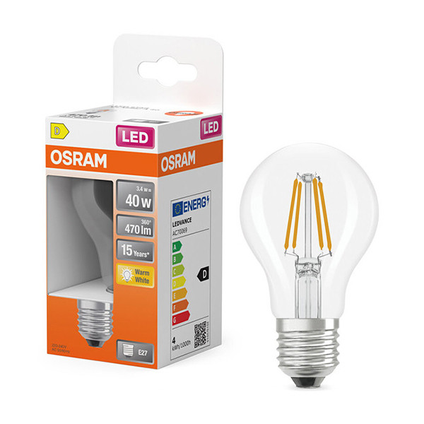 Żarówka E27 filamentowa LED Osram | gruszka A60 | 2700K | 3,4 W (40 W) LOS01823 - 1