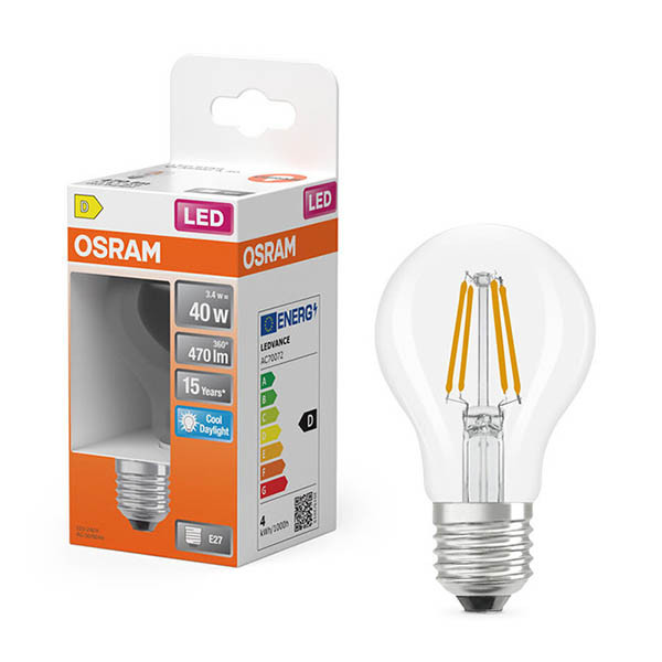 Żarówka E27 filamentowa LED Osram | gruszka A60 | 6500K | 3,4 W (40 W) LOS02120 - 1