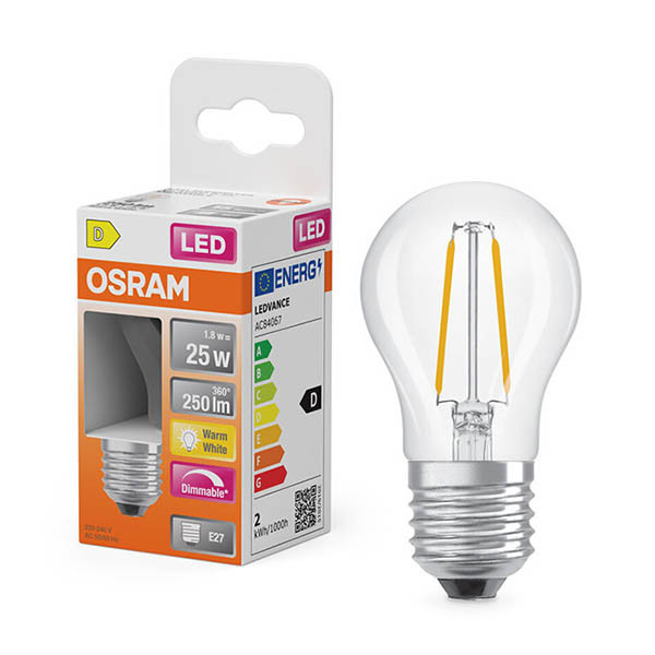 Żarówka E27 filamentowa LED Osram | kula P45 | ściemnialna | 2700K | 1,8 W (25 W) LOS01867 - 1
