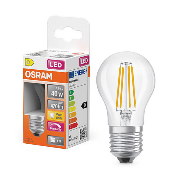 Żarówka E27 filamentowa LED Osram | kula P45 | ściemnialna | 2700K | 3,4 W (40 W) LOS01871 - 1