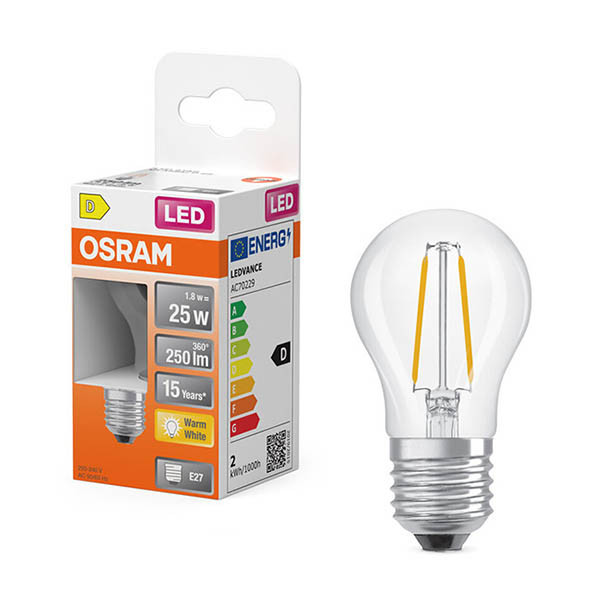 Żarówka E27 filamentowa LED Osram | kula P45 | 2700K | 1,8 W (25 W) LOS01889 - 1