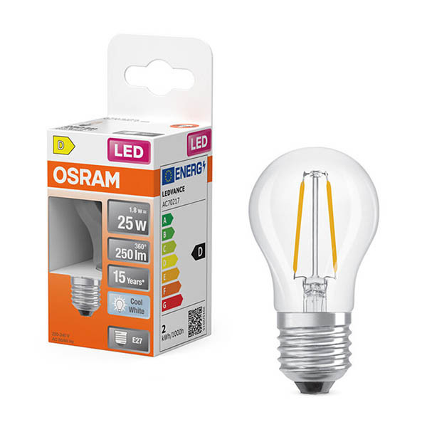Żarówka E27 filamentowa LED Osram | kula P45 | 4000K | 1,8 W (25 W) LOS02162 - 1