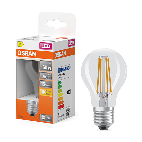 Żarówka E27 filamentowa Osram | gruszka A60 | 2700K | 5,9 W (60 W) LOS01827 - 1