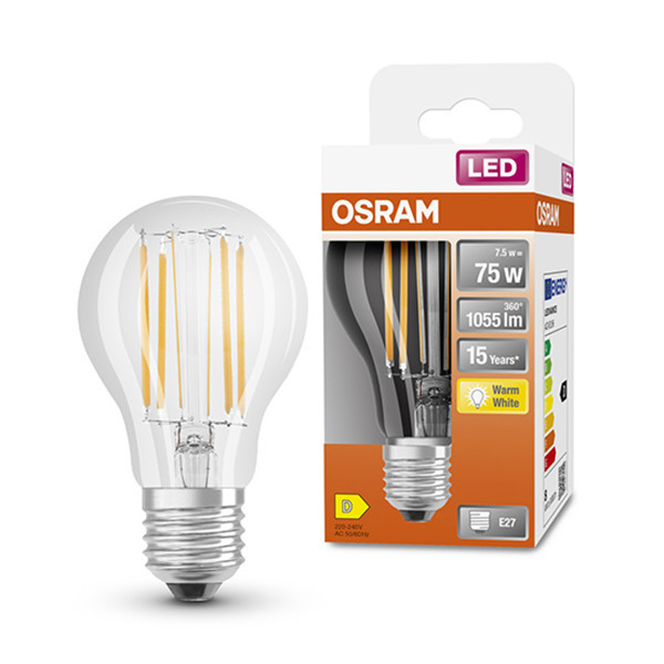 Żarówka E27 filamentowa Osram | gruszka A60 | 2700K | 7,5 W (75 W) LOS00080 - 1