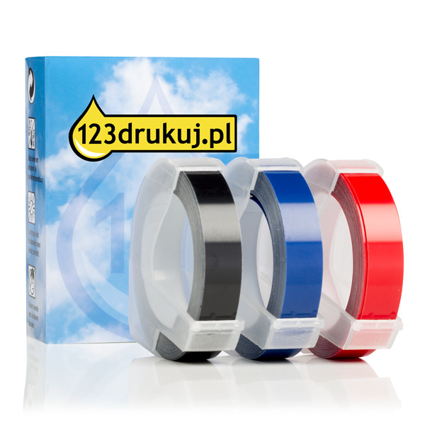Pakiet Dymo S0847750 taśmy wytłaczane reliefowe 3D, wielopak 3 kolory, wersja 123drukuj S0847750C 088453 - 1
