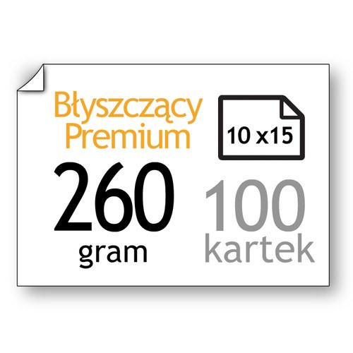 Papier fotograficzny błyszczący Premium 260 gramów, 10 x 15 cm (100 kartek), 123drukuj  064130 - 1