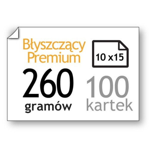 Papier fotograficzny błyszczący Premium 260 gramów, 10 x 15 cm (100 kartek), 123drukuj 064130 - 1