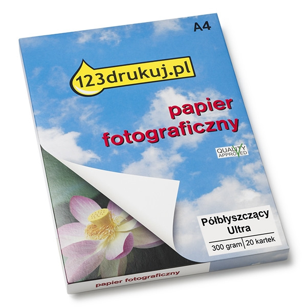 Papier fotograficzny półbłyszczący Ultra 300 gramów (20 kartek), 123drukuj  064150 - 1