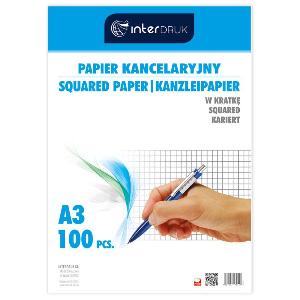 Papier kancelaryjny A3 krata, 100 arkuszy 144929 - 1